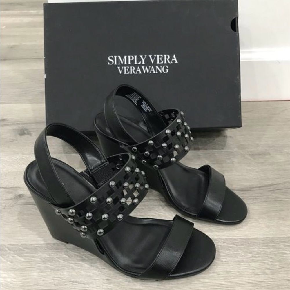 Simply Vera Vera Wang Black Wedge Shoes with Studded Details